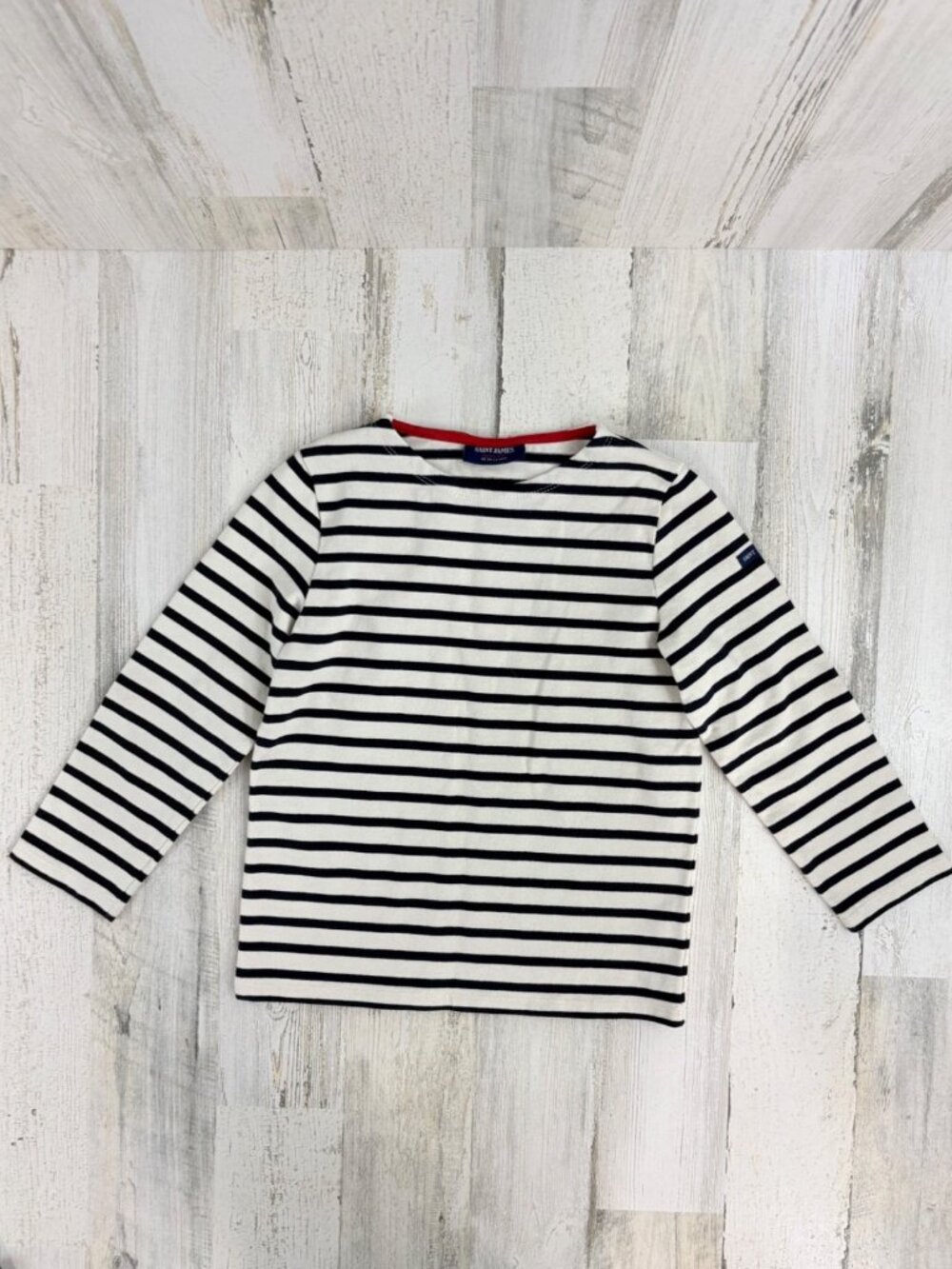 Saint James Girls Sz 10 Y Classic Striped Breton Shirt Heart